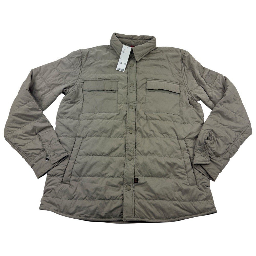 Alpha Industries Taupe Snap Up Jacket Polyester Nylon Shell Cotton Men's Large
